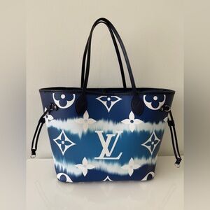 LOUIS VUITTON Neverfull MM Escale Blue Handbag Bag Tote w/o Pochette
